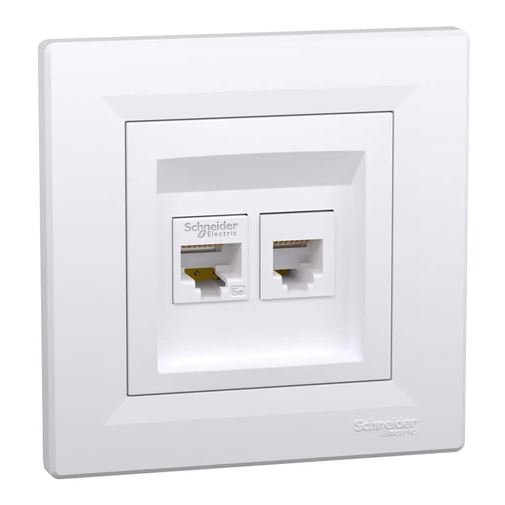 Розетка Телеф.+ PC Schneider Asfora бял RJ12+RJ45 CAT.5e UTP