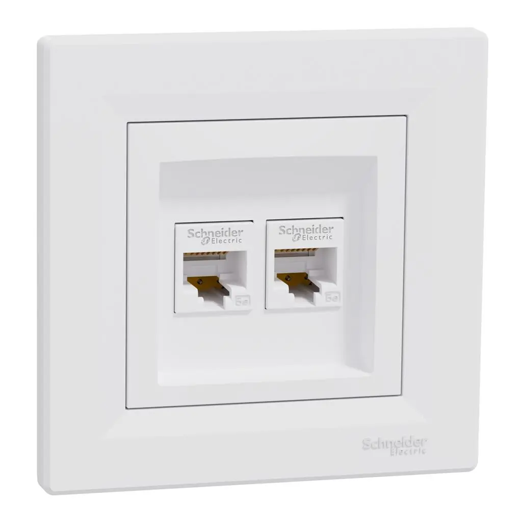Розетка двойна PC Schneider Asfora бял cat.5e 2хRJ45 UTP
