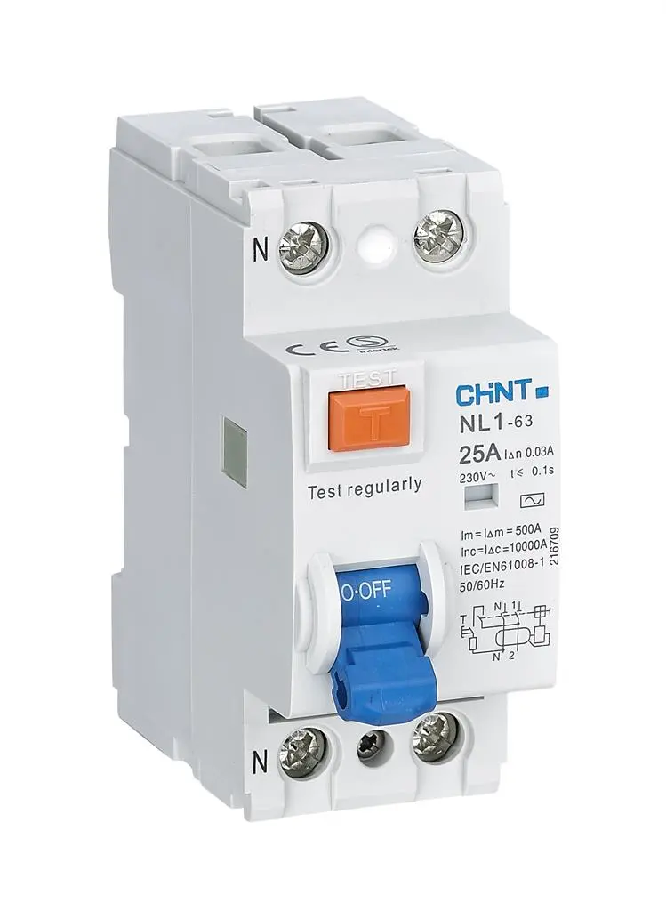 Chint NL1-63 RCCB модулна ДТЗ 2P/63A, 30mA, 6kA, AC230V