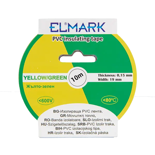 Изолирбанд Elmark 20м.х19мм жълто-зелен