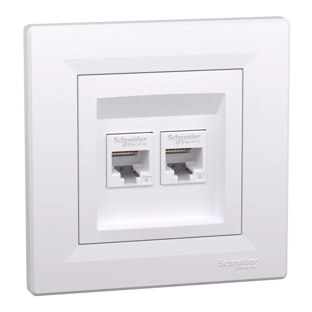 Розетка двойна PC Schneider Asfora бял 2хRJ45 UTP CAT.6