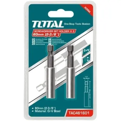 Бит държач магнитен Total Ind, CrV,1/4'',60mm,2ч