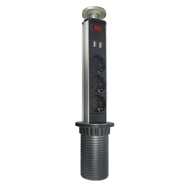 Разклонител 3ка + 2хUSB за вграждане в плот Elmark