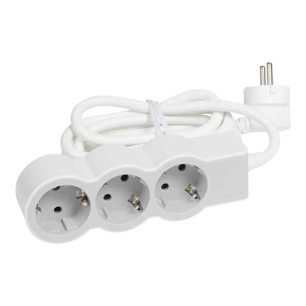 Разклонител Legrand, 3x2P+E, 5m кабел, бял/сиво
