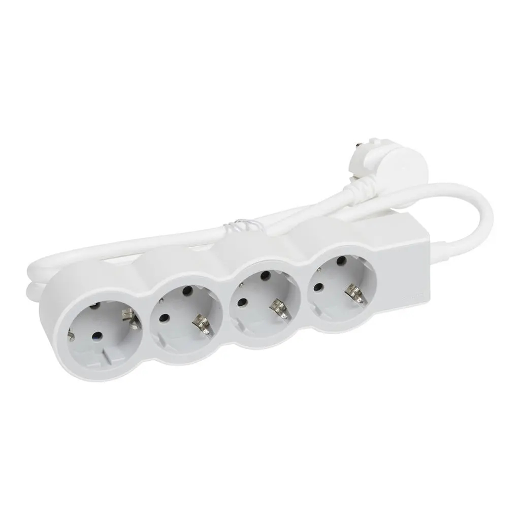 Разклонител Legrand, 4x2P+E, 3m кабел, бял/сиво