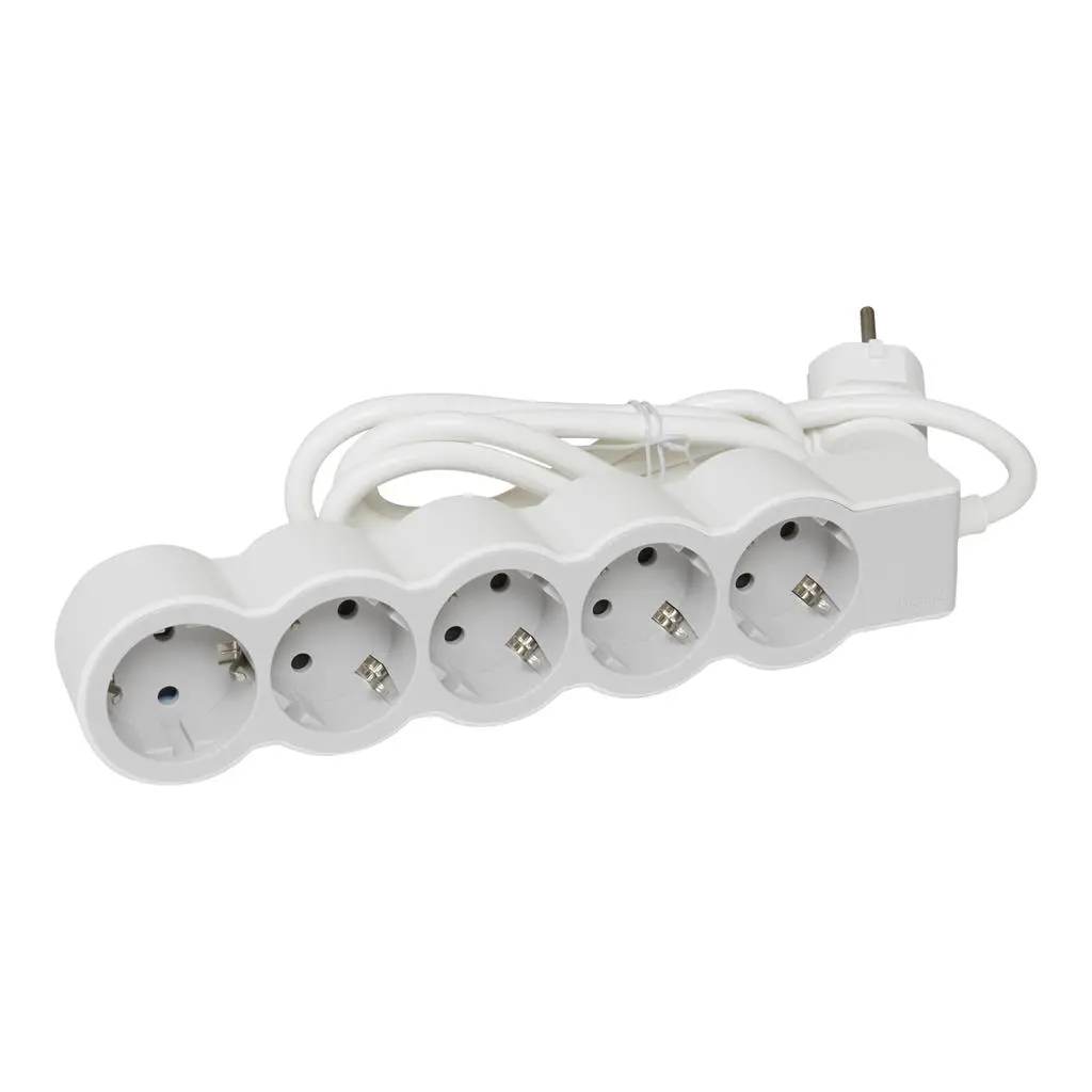 Разклонител Legrand, 5x2P+E, 3m кабел, бяло/сиво