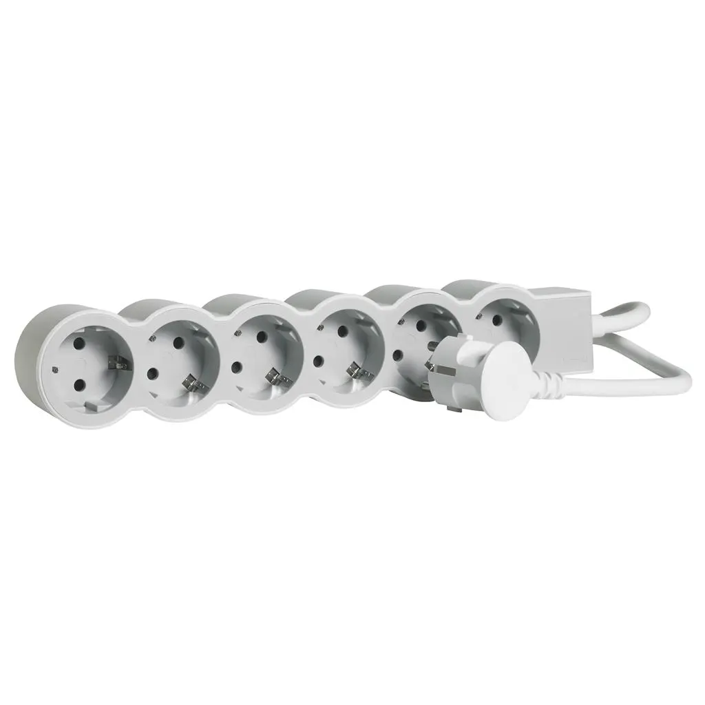 Разклонител Legrand, 6x2P+E, 5m кабел, бяло/сиво