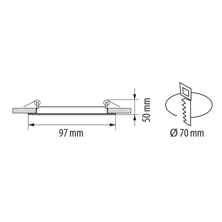 LED СТЪКЛЕН ПАНЕЛ ЗА ВГРАЖДАНЕ Ultralux КРЪГ, 6W, 4200K, 220-240V AC, IP44 - Image 3