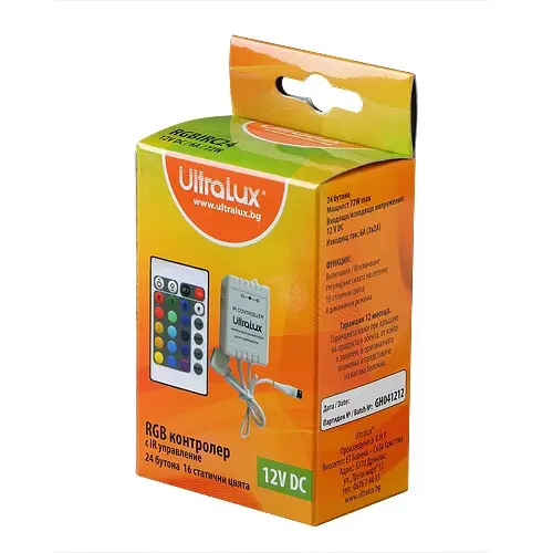 IR КОНТРОЛЕР Ultralux ЗА RGB LED ОСВЕТЛЕНИЕ 12-24 V DC, 3X2A