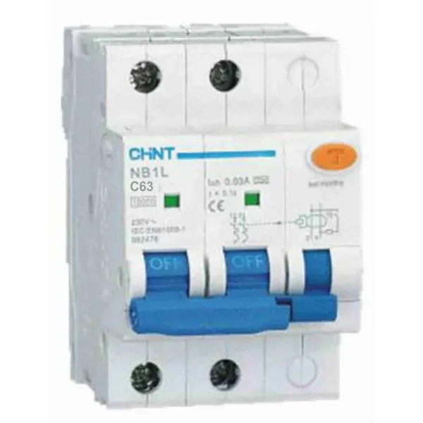 Chint RCBO NB1L-63 Модулен прекъсвач с ДТЗ 1P+N C63A,30mA,6kA