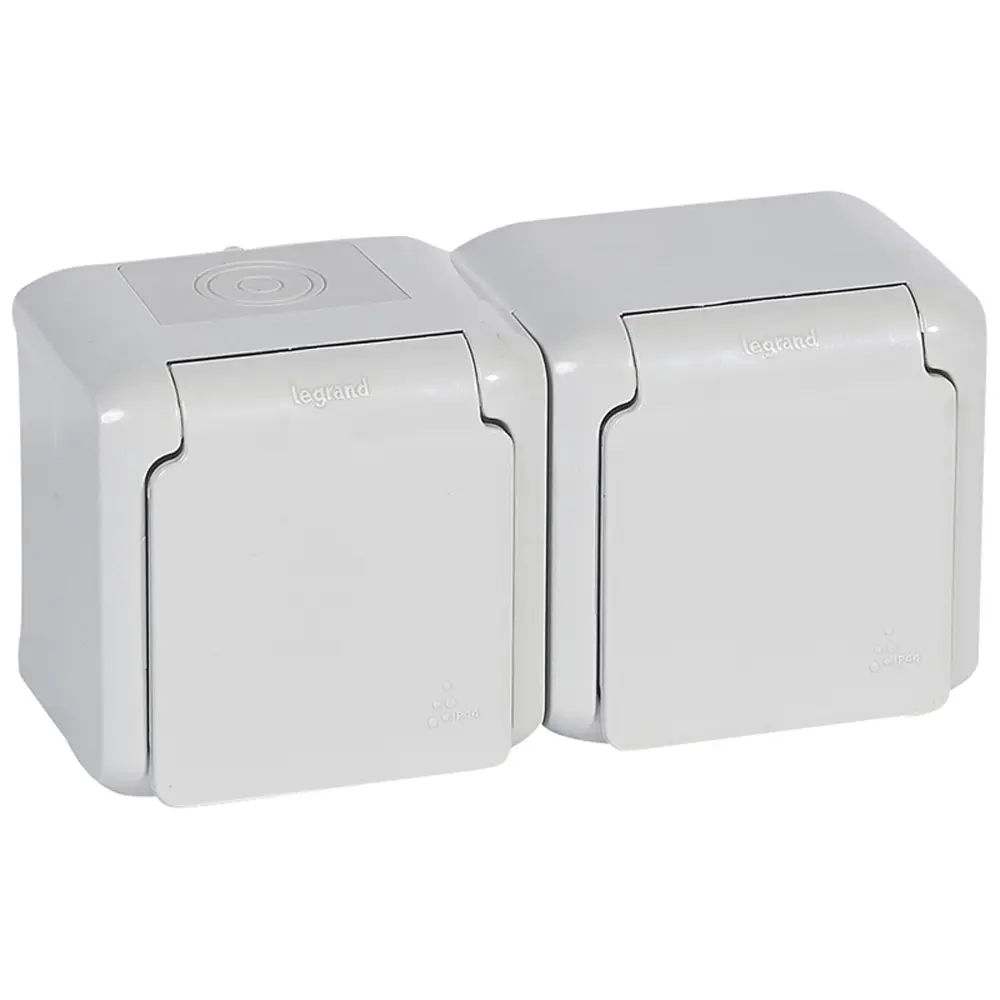 LEGRAND FORIX Контакт двоен с капак, сив, ip44 открит монтаж