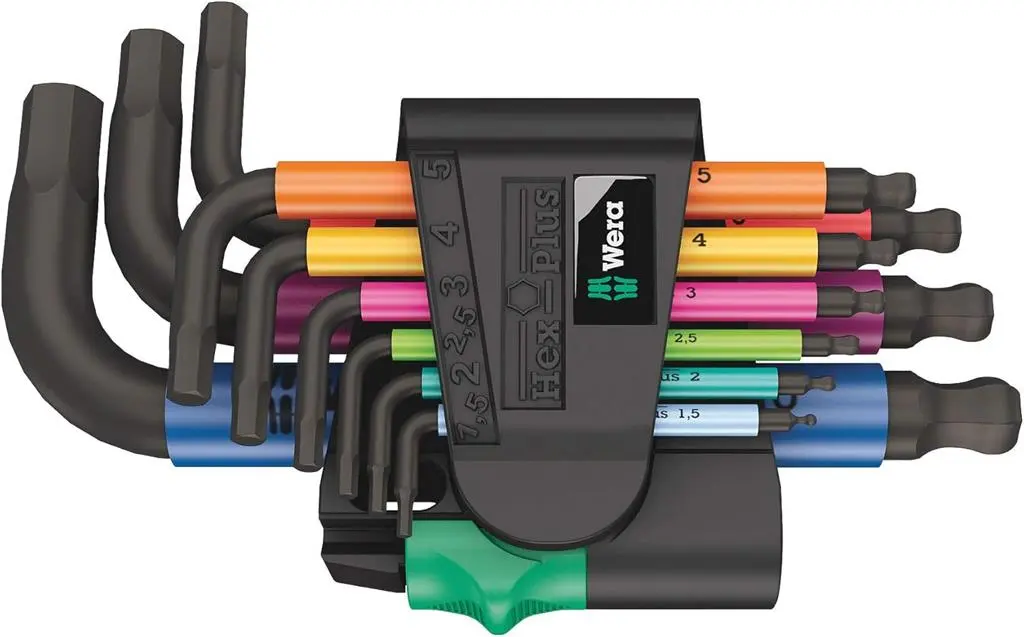 WERA Комплект шестостенни ключове Multicolour 9 части - къси