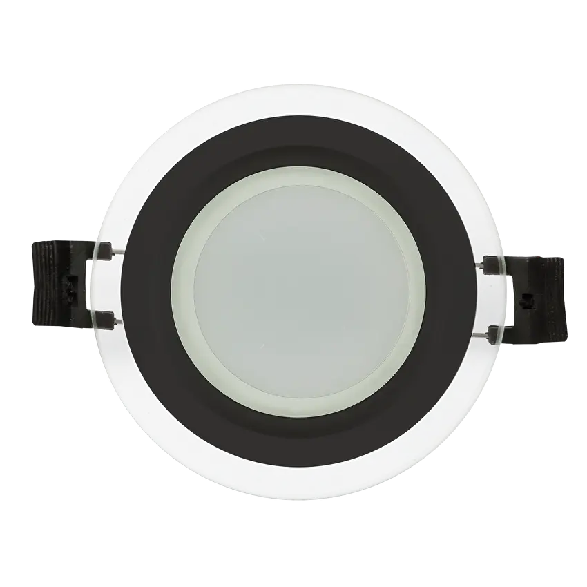 LED СТЪКЛЕН ПАНЕЛ ЗА ВГРАЖДАНЕ Ultralux КРЪГ, 6W, 4200K, 220-240V AC, IP44, черен ринг