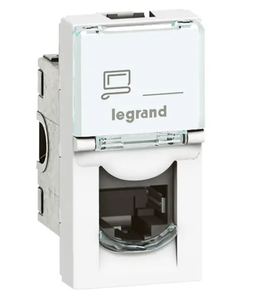 Розетка Legrand Mosaic cat.6 UTP 1мод, бяла