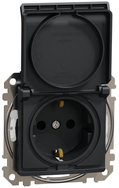 Контакт с Д.З капак 16A IP44 SEDNA Антрацит 