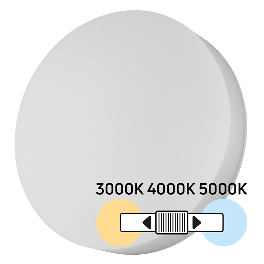 LED плафониера Ultralux със сменяема мощност и цветна температура, 18/24/30W 3000/4000/5000K, IP54, бяла, кръг